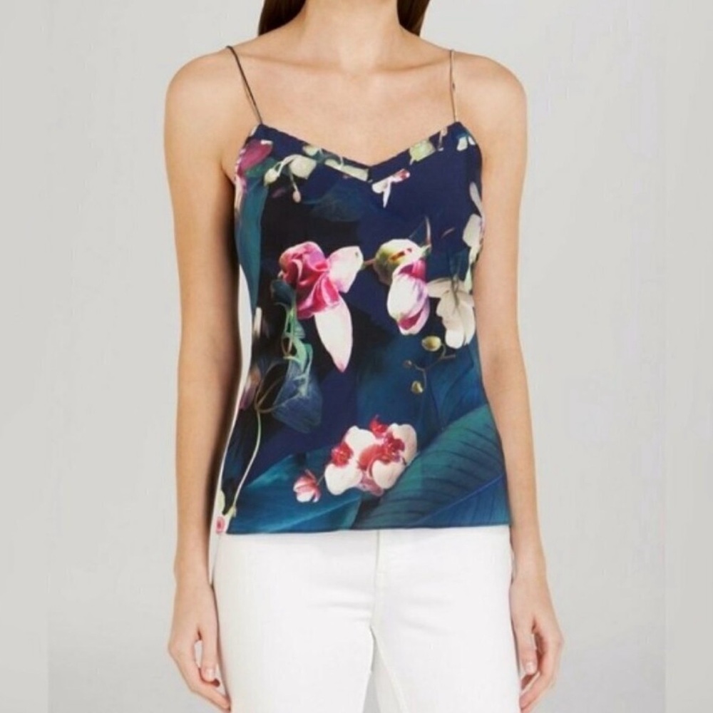 Ted Baker Navy Orchid Floral Cami Tank with Scalloped detail